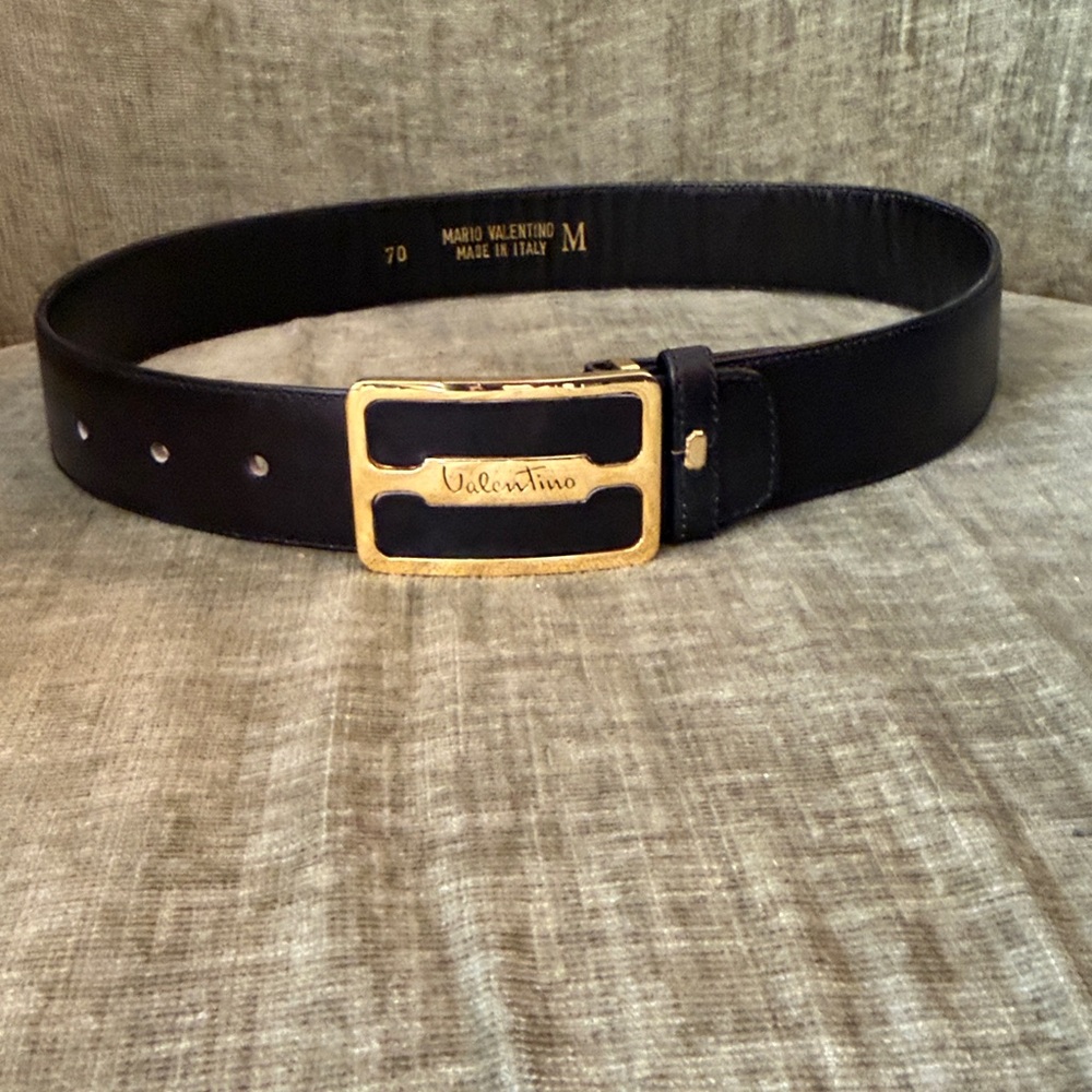 Valentino Leather Belt with Gold Buckle - Picture 2 of 5